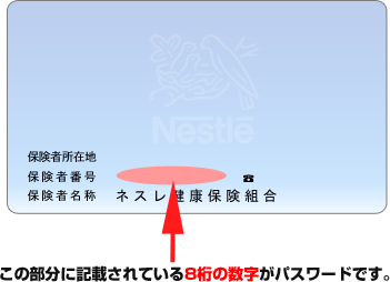 この部分に記載されている8桁の数字がパスワードです。